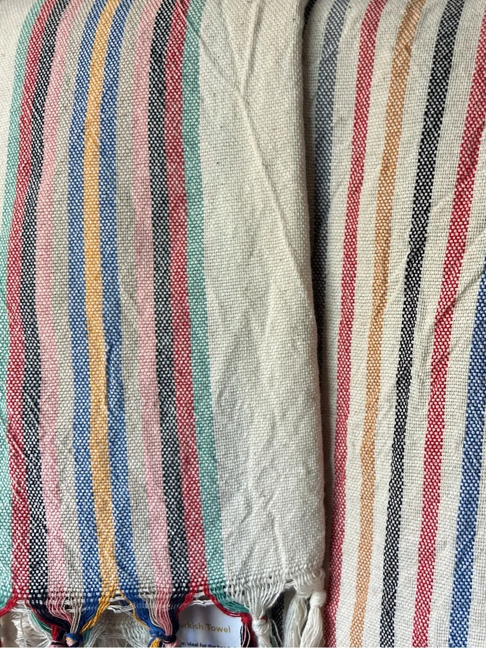 Striped Cotton Hand Towel Hand Tied Tassels Hand Loom Weave Stripes